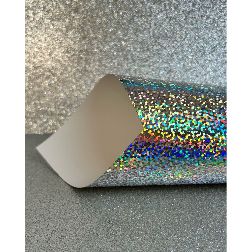 40 Folhas de Papel A4 Laminado Lamicote Holográfico 180 Gramas - HM 054 PRATA