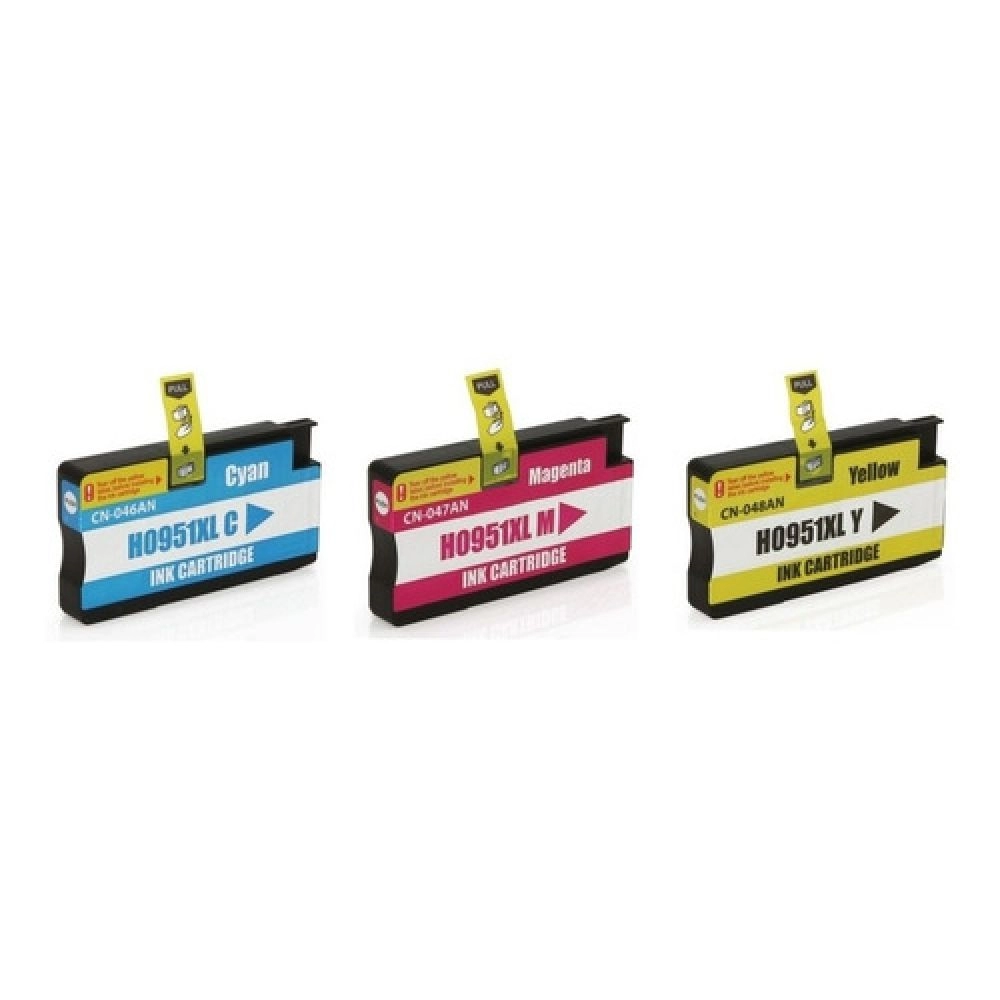 3 Cartuchos Compatíveis Coloridos 951xl 8100 8600 8620 8630