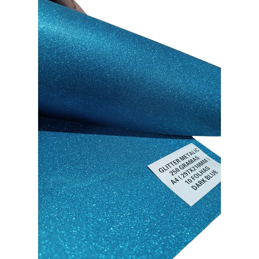 100 Folhas de Papel A4 Glitter Metalico 250 gramas - DARK BLUE