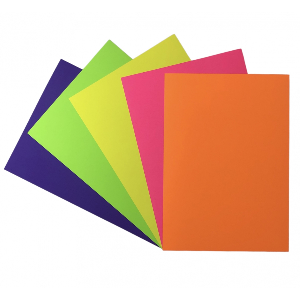 Papel A4   COLOR PLUS  CORES NEON 180 GRAMAS COM MASSA Colorida - 5 FOLHAS DE CADA COR