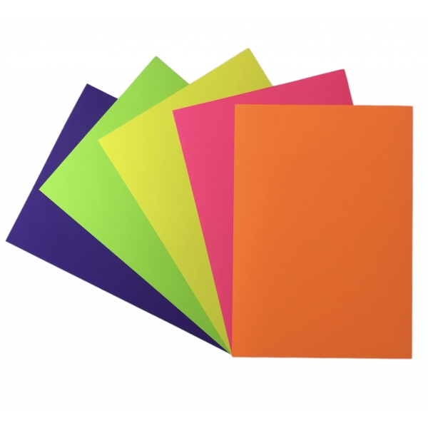 Papel A4   COLOR PLUS  CORES NEON 180 GRAMAS COM MASSA Colorida - 5 FOLHAS DE CADA COR